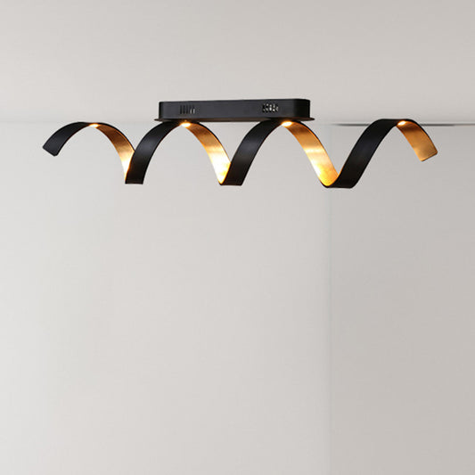 Twisted Acrylic Ceiling Lamp Contemporary Single Light Black Flush Mount Ceiling Light Clearhalo 'Ceiling Lights' 'Close To Ceiling Lights' 'Close to ceiling' 'Semi-flushmount' Lighting' 244870