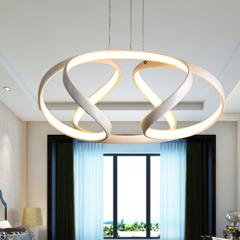 Simple Spiral Acrylic Chandelier Pendant Single Light Suspension Lamp in Warm/White Light White Clearhalo 'Ceiling Lights' 'Chandeliers' 'Modern Chandeliers' 'Modern' Lighting' 244874