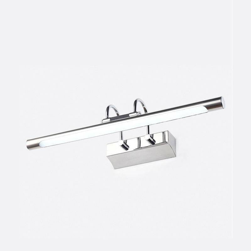 18"/22" W Cylindrical Wall Lamp Contemporary Style Acrylic and Metal LED Nickel Finish Vanity Light in Warm/White Light Clearhalo 'Cast Iron' 'Glass' 'Industrial' 'Modern wall lights' 'Modern' 'Tiffany' 'Traditional wall lights' 'Vanity Lights' 'Wall Lights' Lighting' 244880