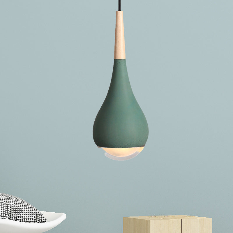 Pear Pendant Lighting Nordic Cement 1 Light Grey/Red/Green Hanging Ceiling Light Green Clearhalo 'Ceiling Lights' 'Modern Pendants' 'Modern' 'Pendant Lights' 'Pendants' Lighting' 244894