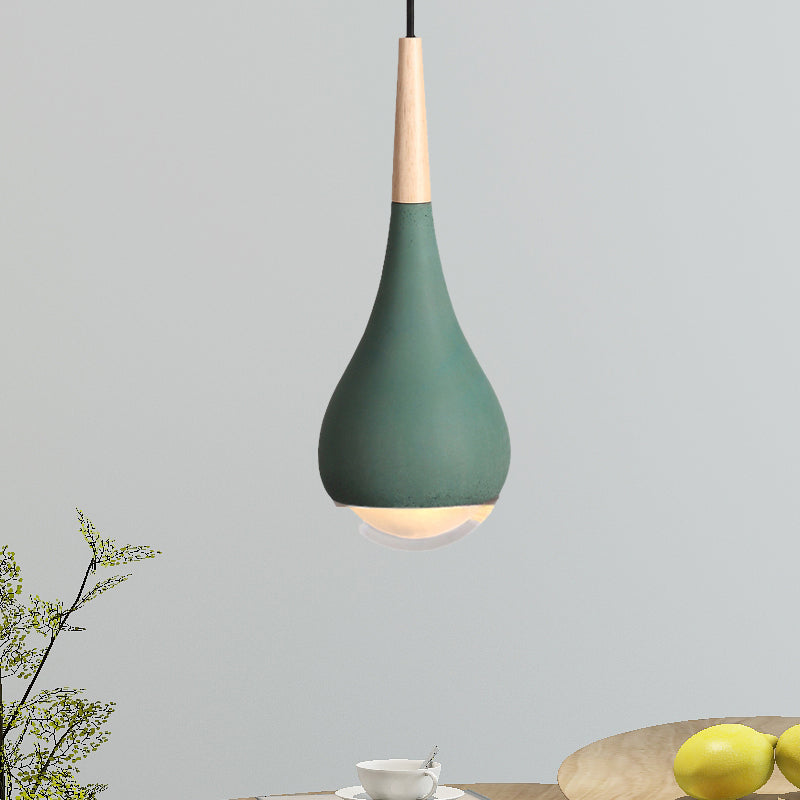 Pear Pendant Lighting Nordic Cement 1 Light Grey/Red/Green Hanging Ceiling Light Clearhalo 'Ceiling Lights' 'Modern Pendants' 'Modern' 'Pendant Lights' 'Pendants' Lighting' 244895