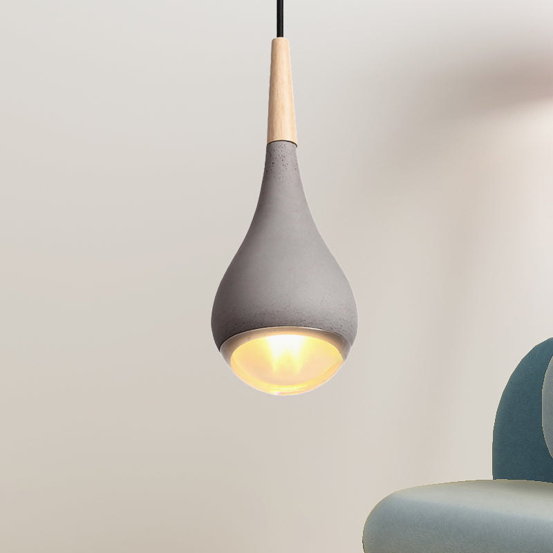 Pear Pendant Lighting Nordic Cement 1 Light Grey/Red/Green Hanging Ceiling Light Grey Clearhalo 'Ceiling Lights' 'Modern Pendants' 'Modern' 'Pendant Lights' 'Pendants' Lighting' 244896