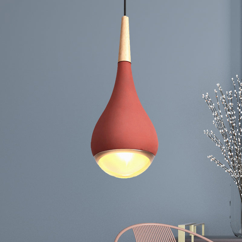 Pear Pendant Lighting Nordic Cement 1 Light Grey/Red/Green Hanging Ceiling Light Clearhalo 'Ceiling Lights' 'Modern Pendants' 'Modern' 'Pendant Lights' 'Pendants' Lighting' 244899