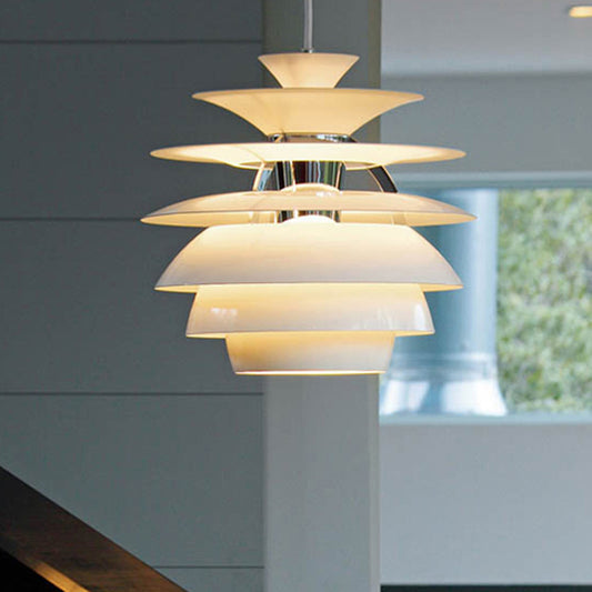 Tiered Ceiling Hanging Light with Pinecone Shade Nordic Aluminum 1 Light Dining Room Pendant Lamp in White Clearhalo 'Ceiling Lights' 'Modern Pendants' 'Modern' 'Pendant Lights' 'Pendants' Lighting' 244901