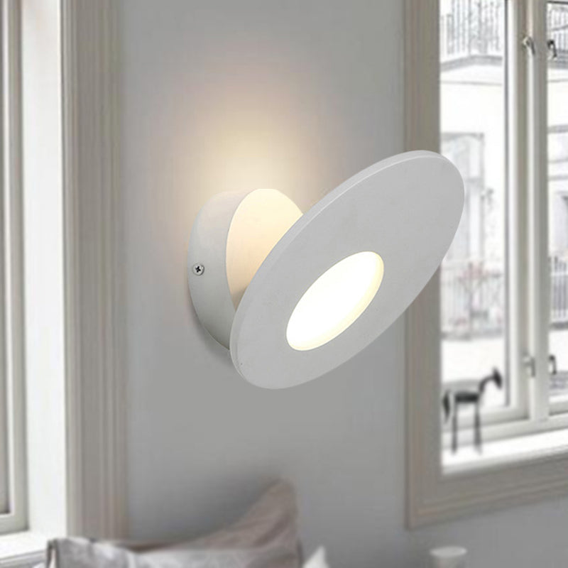 Simplistic Style Round Acrylic Sconce Lighting Integrated LED Wall Mounted Lamp in Black/White for Bedroom White Clearhalo 'Cast Iron' 'Glass' 'Industrial' 'Modern wall lights' 'Modern' 'Tiffany' 'Traditional wall lights' 'Wall Lamps & Sconces' 'Wall Lights' Lighting' 244902