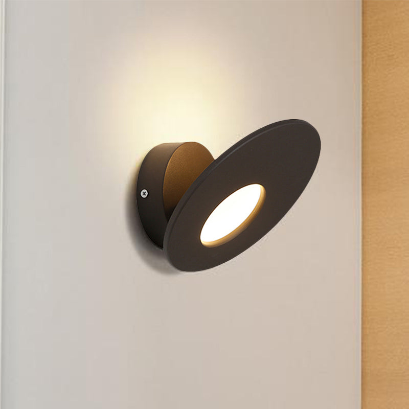 Simplistic Style Round Acrylic Sconce Lighting Integrated LED Wall Mounted Lamp in Black/White for Bedroom Black Clearhalo 'Cast Iron' 'Glass' 'Industrial' 'Modern wall lights' 'Modern' 'Tiffany' 'Traditional wall lights' 'Wall Lamps & Sconces' 'Wall Lights' Lighting' 244905