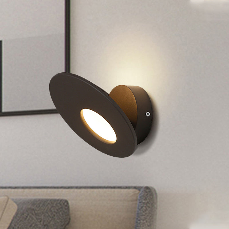 Simplistic Style Round Acrylic Sconce Lighting Integrated LED Wall Mounted Lamp in Black/White for Bedroom Clearhalo 'Cast Iron' 'Glass' 'Industrial' 'Modern wall lights' 'Modern' 'Tiffany' 'Traditional wall lights' 'Wall Lamps & Sconces' 'Wall Lights' Lighting' 244906
