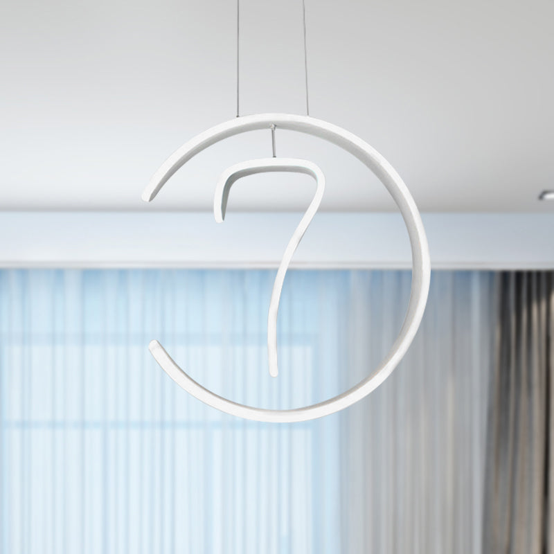 6/7/8-Shaped Drop Pendant Simple Acrylic 1 Light White Chandelier Lamp for Bedroom Clearhalo 'Ceiling Lights' 'Chandeliers' 'Modern Chandeliers' 'Modern' Lighting' 244913