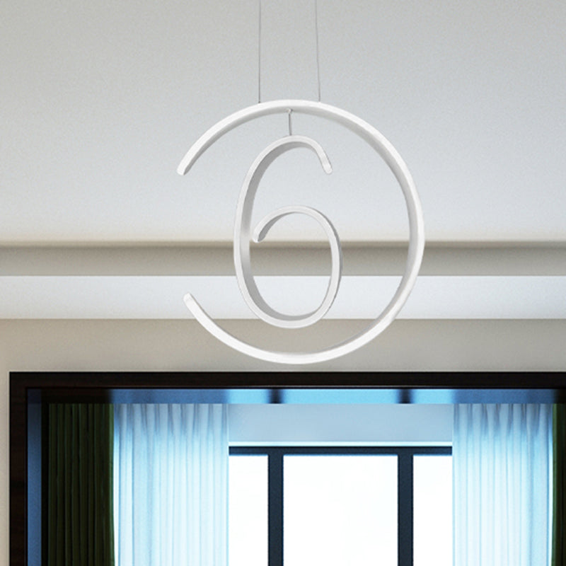 6/7/8-Shaped Drop Pendant Simple Acrylic 1 Light White Chandelier Lamp for Bedroom Clearhalo 'Ceiling Lights' 'Chandeliers' 'Modern Chandeliers' 'Modern' Lighting' 244915