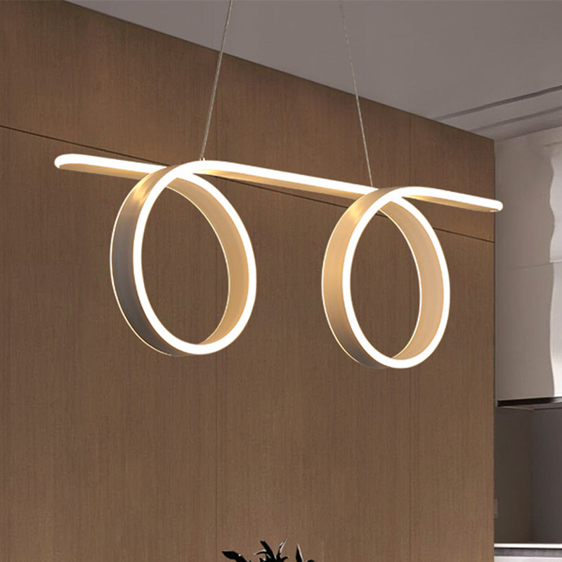 1/2-Ring Acrylic Ceiling Pendant Light Simple LED White Hanging Lamp over Table for Dining Room White Double Ring Clearhalo 'Ceiling Lights' 'Modern Pendants' 'Modern' 'Pendant Lights' 'Pendants' Lighting' 244938