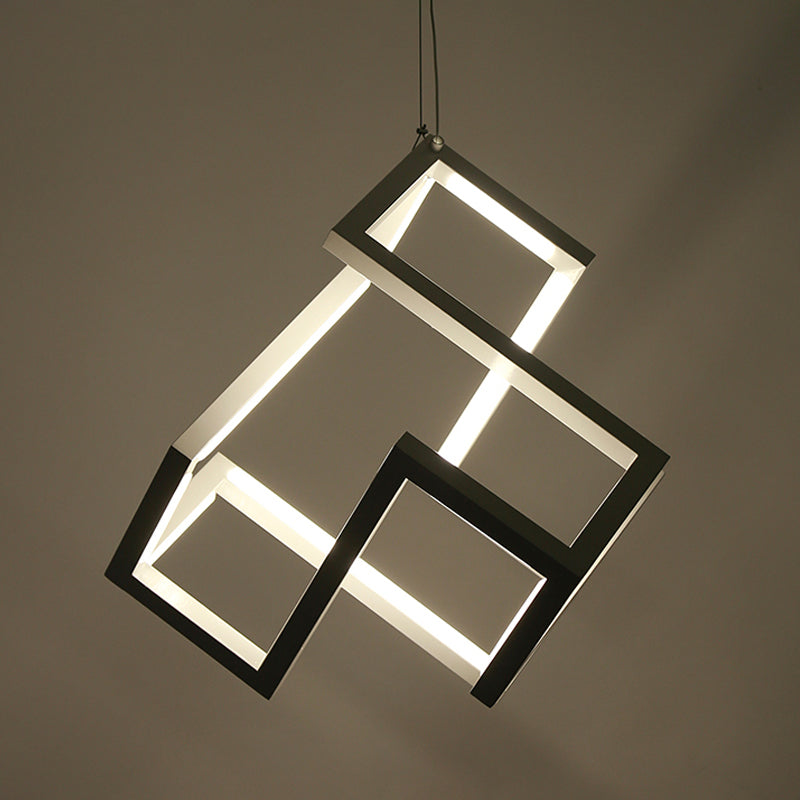 Black/White Geometric Hanging Light Nordic Stylish LED Metallic Pendant Chandelier Light for Bedroom Clearhalo 'Ceiling Lights' 'Chandeliers' 'Modern Chandeliers' 'Modern' Lighting' 244941