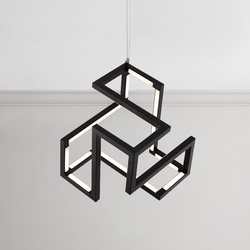 Black/White Geometric Hanging Light Nordic Stylish LED Metallic Pendant Chandelier Light for Bedroom Clearhalo 'Ceiling Lights' 'Chandeliers' 'Modern Chandeliers' 'Modern' Lighting' 244942