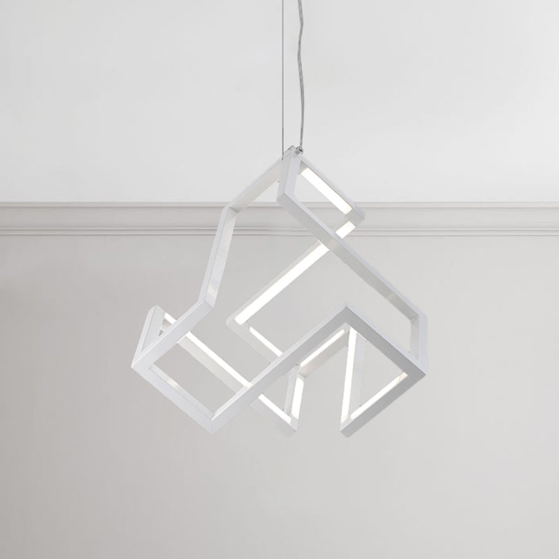 Black/White Geometric Hanging Light Nordic Stylish LED Metallic Pendant Chandelier Light for Bedroom Clearhalo 'Ceiling Lights' 'Chandeliers' 'Modern Chandeliers' 'Modern' Lighting' 244943