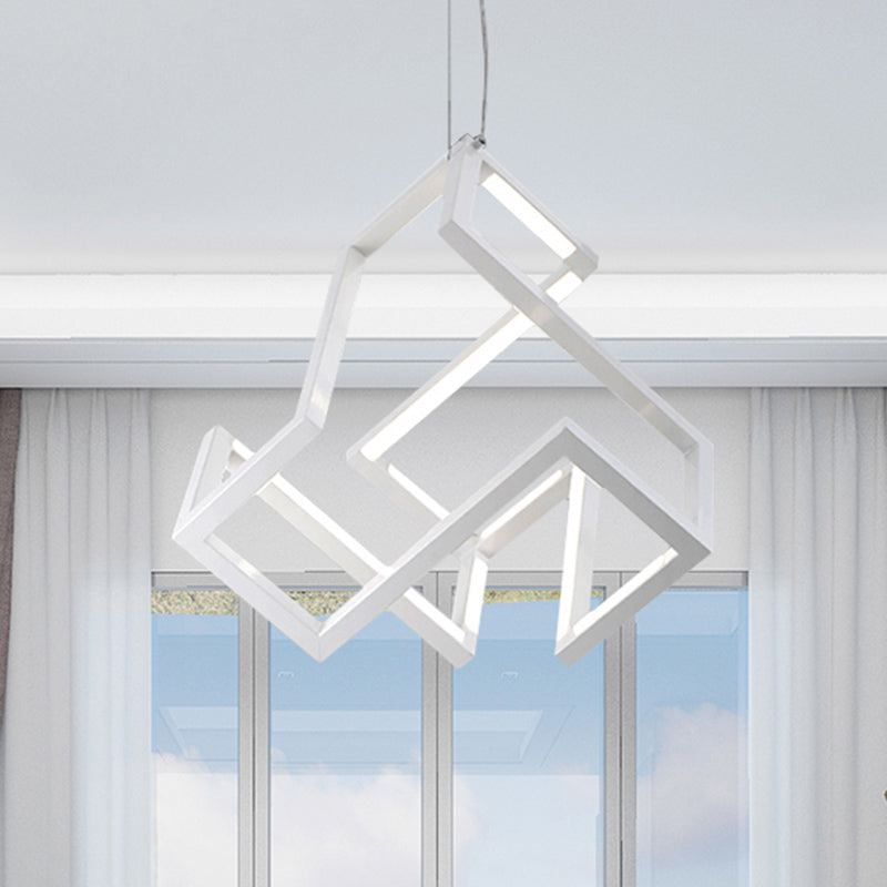 Black/White Geometric Hanging Light Nordic Stylish LED Metallic Pendant Chandelier Light for Bedroom White Clearhalo 'Ceiling Lights' 'Chandeliers' 'Modern Chandeliers' 'Modern' Lighting' 244944