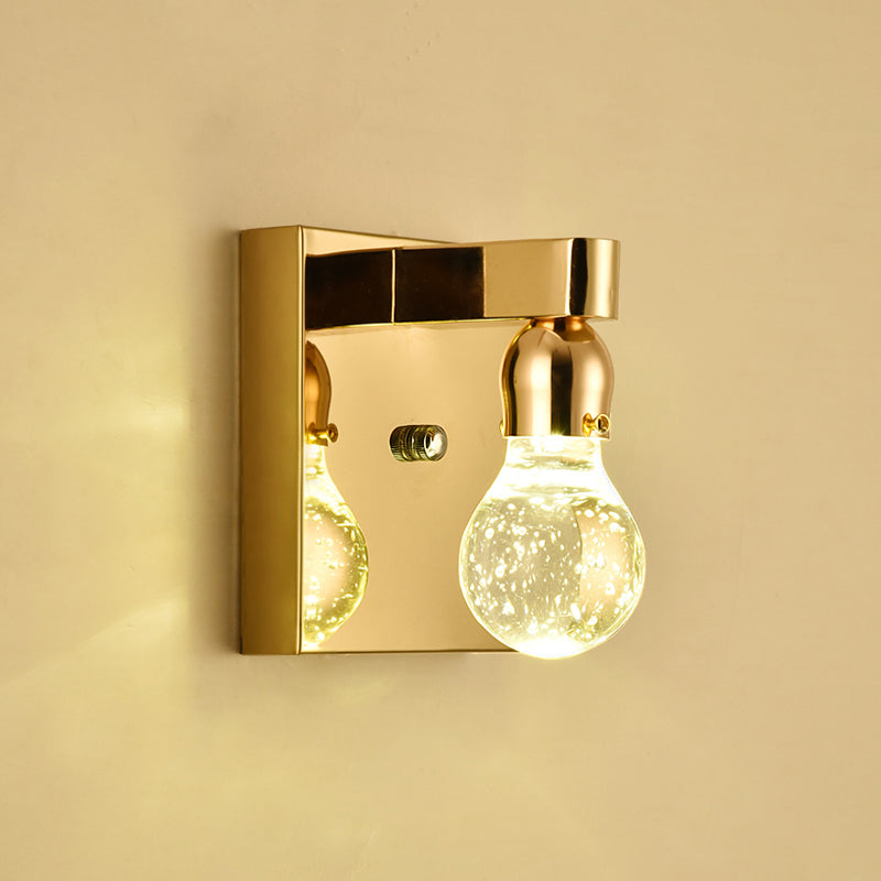Bulb Shaped Sconce Light Modern Bubble Crystal 1/2-Light Bedroom Wall Sconce Light in Gold Finish Clearhalo 'Cast Iron' 'Glass' 'Industrial' 'Modern wall lights' 'Modern' 'Tiffany' 'Traditional wall lights' 'Wall Lamps & Sconces' 'Wall Lights' Lighting' 244946
