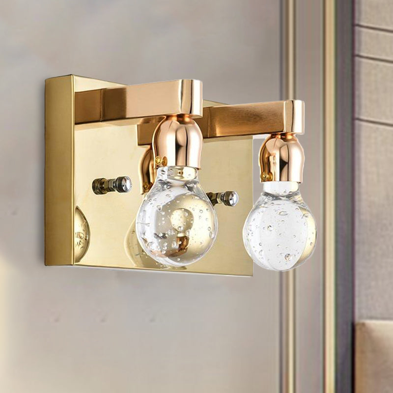 Bulb Shaped Sconce Light Modern Bubble Crystal 1/2-Light Bedroom Wall Sconce Light in Gold Finish Clearhalo 'Cast Iron' 'Glass' 'Industrial' 'Modern wall lights' 'Modern' 'Tiffany' 'Traditional wall lights' 'Wall Lamps & Sconces' 'Wall Lights' Lighting' 244948