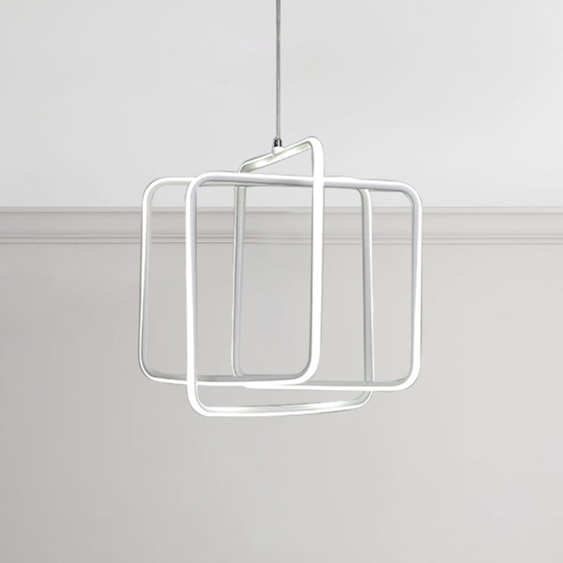 Minimalist Square LED Chandelier Light Acrylic Dining Room Drop Pendant in Warm/White Light Clearhalo 'Ceiling Lights' 'Chandeliers' 'Modern Chandeliers' 'Modern' Lighting' 244953