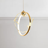 Gold Hoop Suspension Pendant Modern 1-Light Acrylic LED Chandelier Light with Crystal Accents Clearhalo 'Ceiling Lights' 'Chandeliers' 'Modern Chandeliers' 'Modern' Lighting' 244961