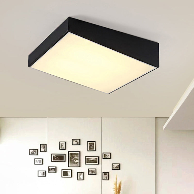 16"/19.5" Wide Contemporary Led Flush Lighting with Metal Shade White/Black Trapezoid Flush Mount Light in White/Warm Light Black Warm Clearhalo 'Ceiling Lights' 'Close To Ceiling Lights' 'Close to ceiling' 'Flush mount' Lighting' 244962