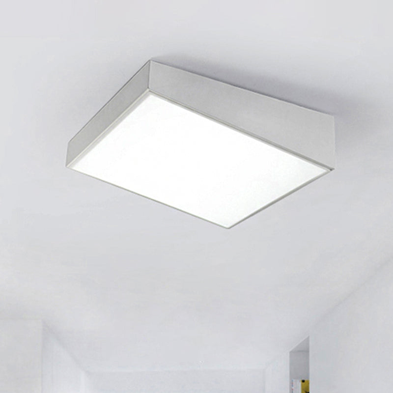 16"/19.5" Wide Contemporary Led Flush Lighting with Metal Shade White/Black Trapezoid Flush Mount Light in White/Warm Light White White Clearhalo 'Ceiling Lights' 'Close To Ceiling Lights' 'Close to ceiling' 'Flush mount' Lighting' 244964