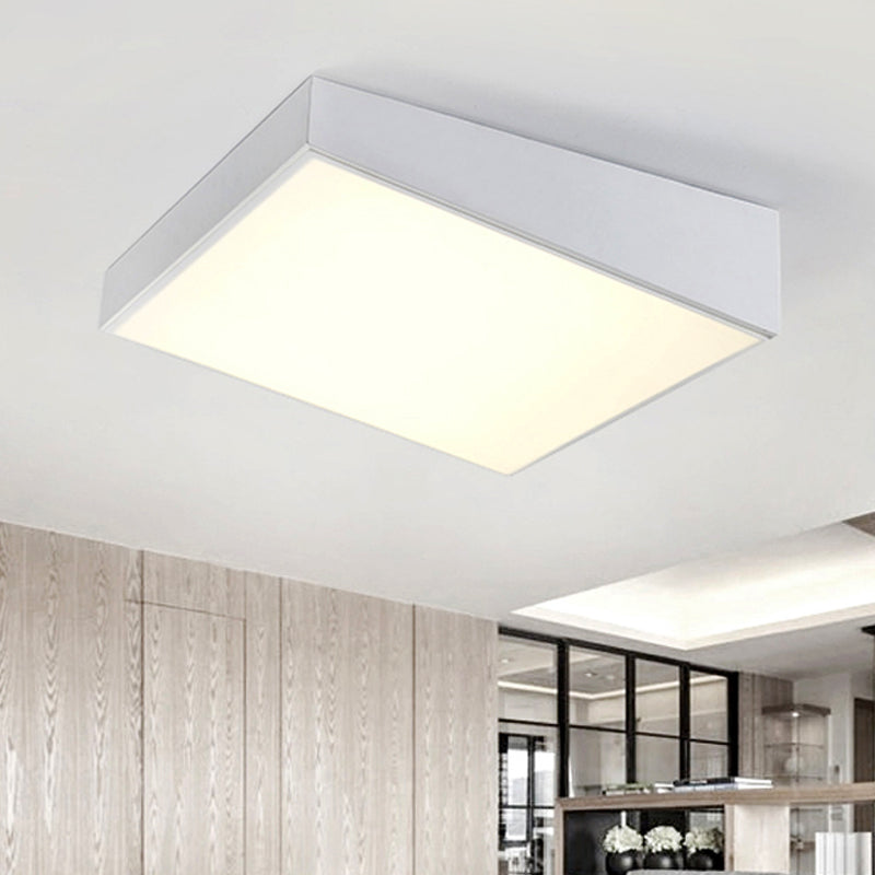 16"/19.5" Wide Contemporary Led Flush Lighting with Metal Shade White/Black Trapezoid Flush Mount Light in White/Warm Light White Warm Clearhalo 'Ceiling Lights' 'Close To Ceiling Lights' 'Close to ceiling' 'Flush mount' Lighting' 244965