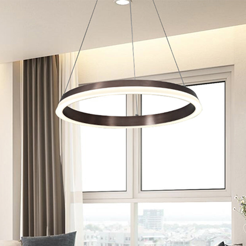 1/2-Head Bedroom Chandelier Lighting Fixture with Round Acrylic Shade Brown Ceiling Pendant 1 Brown Clearhalo 'Ceiling Lights' 'Chandeliers' 'Modern Chandeliers' 'Modern' Lighting' 244966