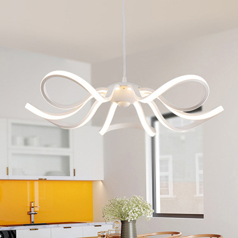 Petal Chandelier Lamp Modern Acrylic Single Light White Ceiling Pendant in White/Warm Light White Clearhalo 'Ceiling Lights' 'Chandeliers' 'Modern Chandeliers' 'Modern' Lighting' 244968