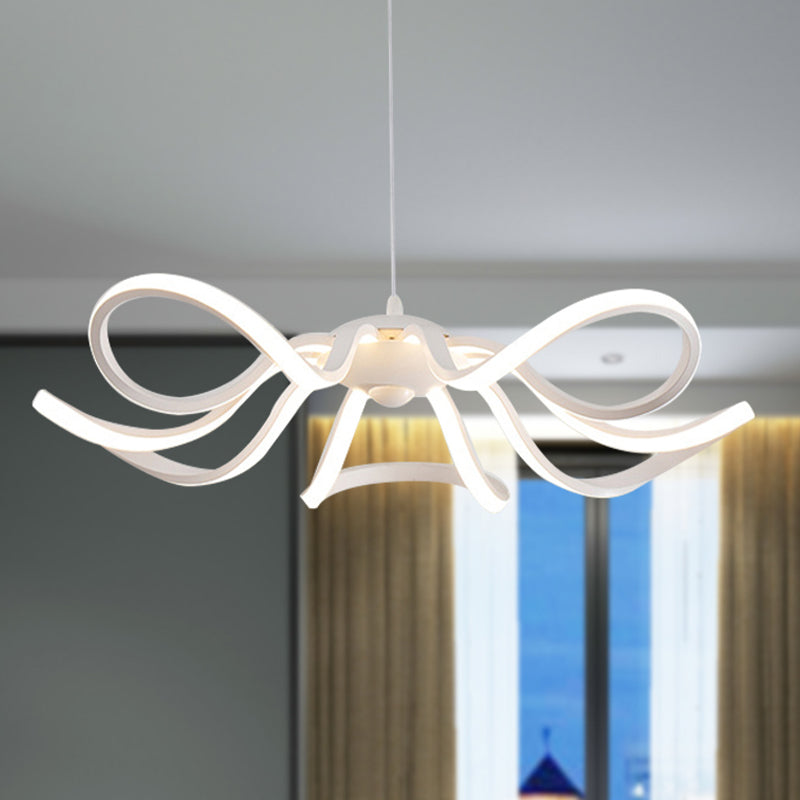 Petal Chandelier Lamp Modern Acrylic Single Light White Ceiling Pendant in White/Warm Light Clearhalo 'Ceiling Lights' 'Chandeliers' 'Modern Chandeliers' 'Modern' Lighting' 244969