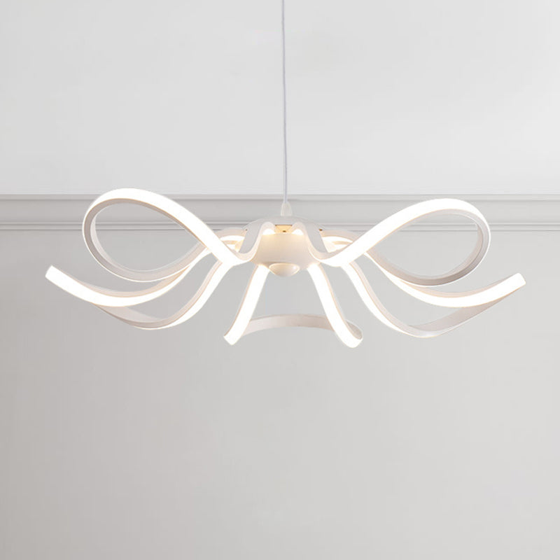 Petal Chandelier Lamp Modern Acrylic Single Light White Ceiling Pendant in White/Warm Light Clearhalo 'Ceiling Lights' 'Chandeliers' 'Modern Chandeliers' 'Modern' Lighting' 244970