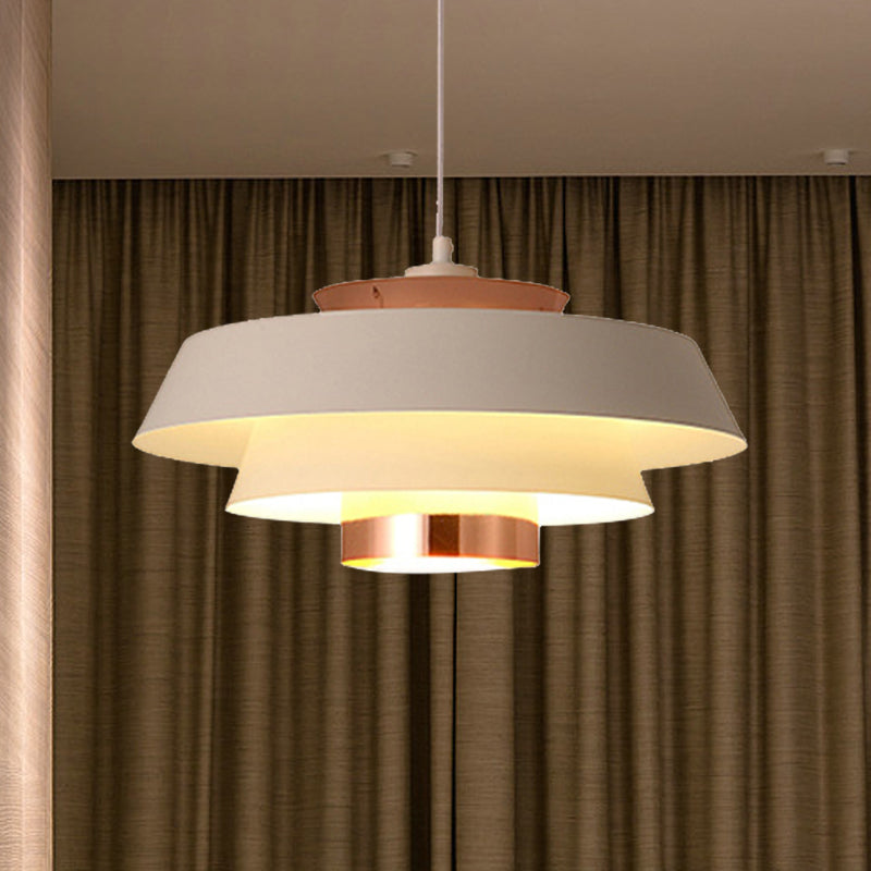 3-Tiered Suspension Pendant Contemporary Metal 1 Bulb Dining Room Ceiling Light in Black/White White Clearhalo 'Ceiling Lights' 'Modern Pendants' 'Modern' 'Pendant Lights' 'Pendants' Lighting' 244980