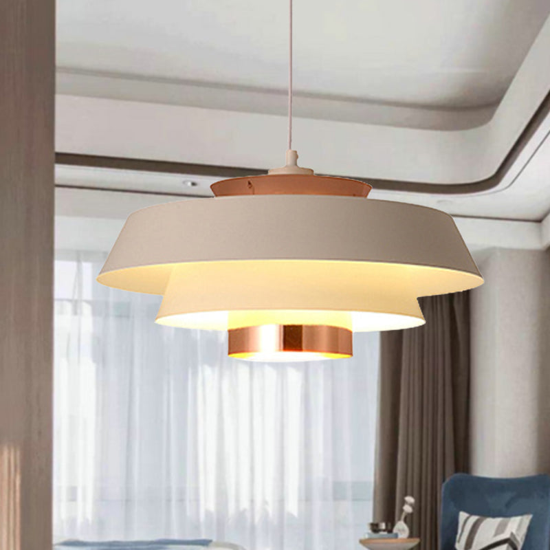 3-Tiered Suspension Pendant Contemporary Metal 1 Bulb Dining Room Ceiling Light in Black/White Clearhalo 'Ceiling Lights' 'Modern Pendants' 'Modern' 'Pendant Lights' 'Pendants' Lighting' 244981