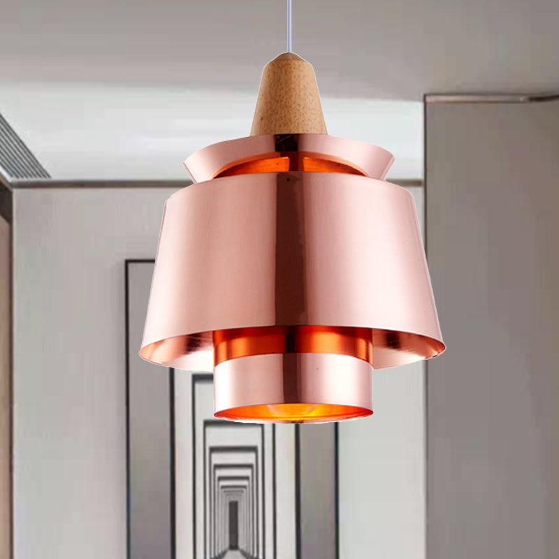 1 Head Dining Room Suspension Light with Tapered Metal Shade Modern Stylish Black/White Ceiling Pendant Light Rose Gold Clearhalo 'Ceiling Lights' 'Modern Pendants' 'Modern' 'Pendant Lights' 'Pendants' Lighting' 244984