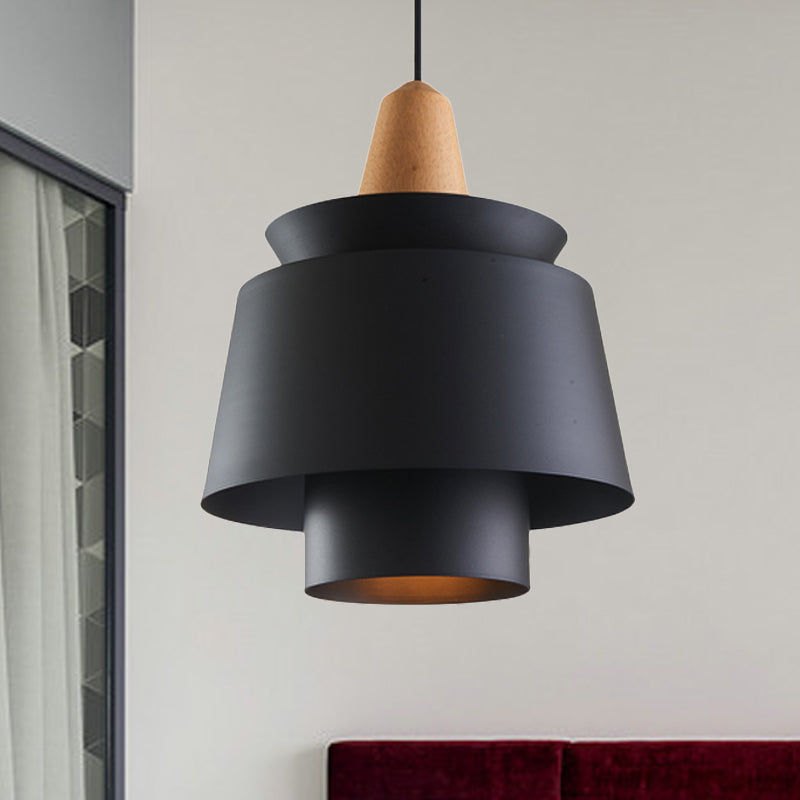 1 Head Dining Room Suspension Light with Tapered Metal Shade Modern Stylish Black/White Ceiling Pendant Light Clearhalo 'Ceiling Lights' 'Modern Pendants' 'Modern' 'Pendant Lights' 'Pendants' Lighting' 244987