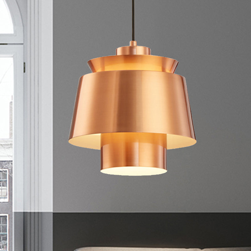 Modernist Style Tapered Hanging Light Fixture Metallic 1 Head Living Room Pendant Lamp in Black/Grey Gold Clearhalo 'Ceiling Lights' 'Modern Pendants' 'Modern' 'Pendant Lights' 'Pendants' Lighting' 244989