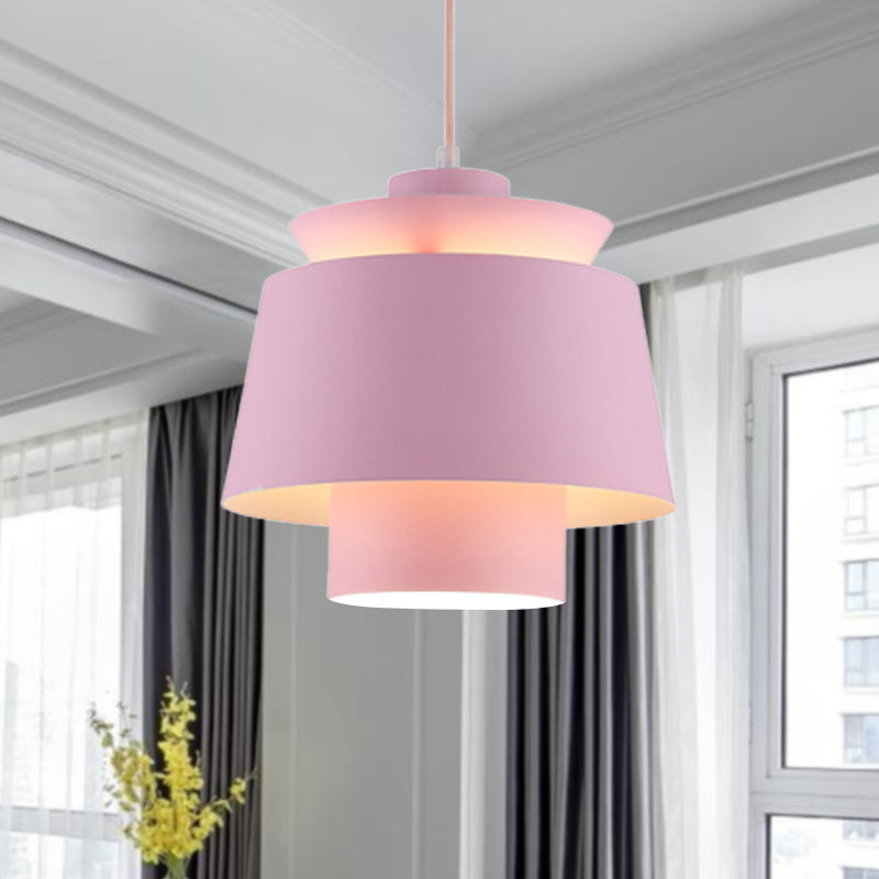 Modernist Style Tapered Hanging Light Fixture Metallic 1 Head Living Room Pendant Lamp in Black/Grey Pink Clearhalo 'Ceiling Lights' 'Modern Pendants' 'Modern' 'Pendant Lights' 'Pendants' Lighting' 244993