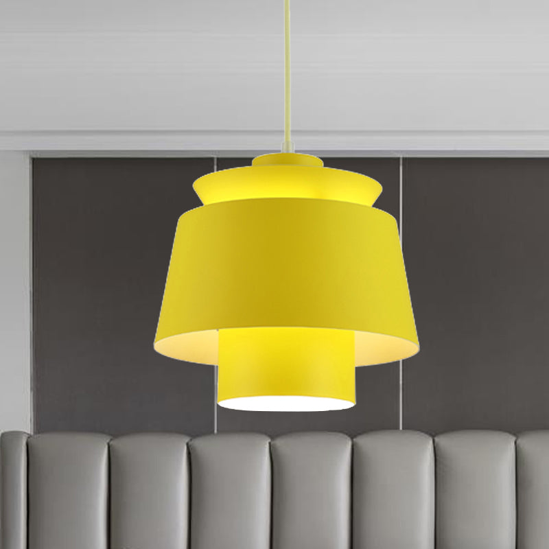 Modernist Style Tapered Hanging Light Fixture Metallic 1 Head Living Room Pendant Lamp in Black/Grey Yellow Clearhalo 'Ceiling Lights' 'Modern Pendants' 'Modern' 'Pendant Lights' 'Pendants' Lighting' 244995