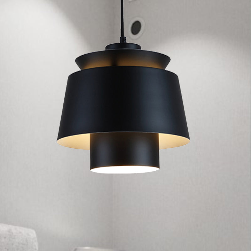 Modernist Style Tapered Hanging Light Fixture Metallic 1 Head Living Room Pendant Lamp in Black/Grey Black Clearhalo 'Ceiling Lights' 'Modern Pendants' 'Modern' 'Pendant Lights' 'Pendants' Lighting' 244997