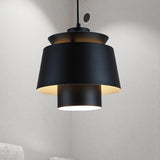 Modernist Style Tapered Hanging Light Fixture Metallic 1 Head Living Room Pendant Lamp in Black/Grey Black Clearhalo 'Ceiling Lights' 'Modern Pendants' 'Modern' 'Pendant Lights' 'Pendants' Lighting' 244997