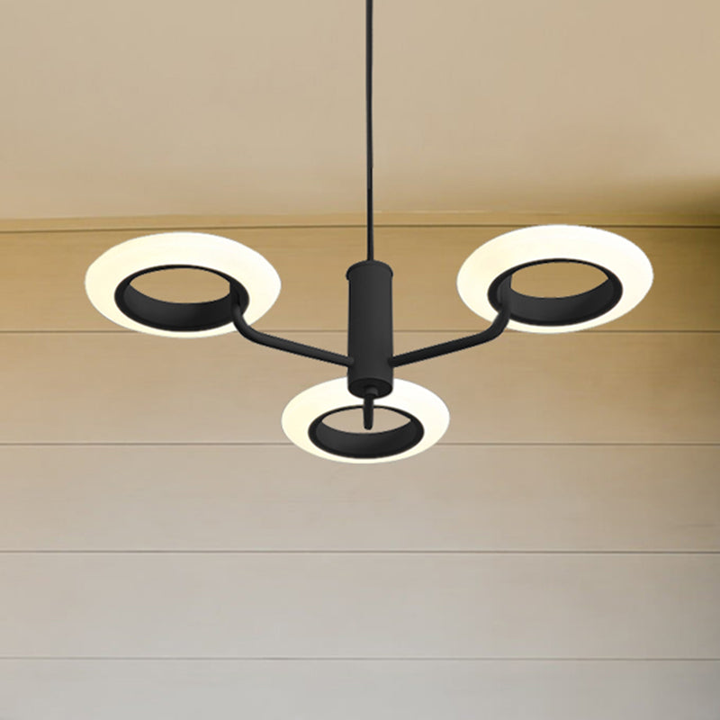 Black/White/Brown Donut Hanging Lamp Kit Modern 3/4-Head Acrylic Chandelier Pendant in Warm/White Light Clearhalo 'Ceiling Lights' 'Chandeliers' 'Modern Chandeliers' 'Modern' Lighting' 245010