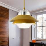 Gray/Yellow Flared Hanging Pendant Light Macaron Stylish 1 Light Metal Hanging Lamp with Inner Clear Glass Shade Yellow Clearhalo 'Ceiling Lights' 'Modern Pendants' 'Modern' 'Pendant Lights' 'Pendants' Lighting' 245025