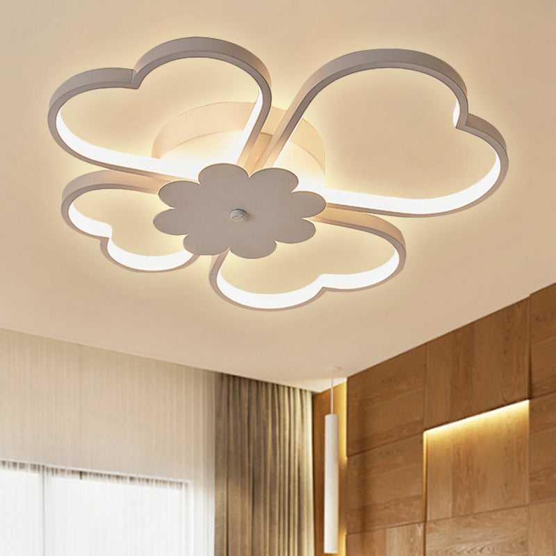 White/Brown Flower Ceiling Light Simplicity 19.5"/23.5" Wide LED Acrylic Flush Mount Lamp in Warm/White/Natural Light White Warm Clearhalo 'Ceiling Lights' 'Close To Ceiling Lights' 'Close to ceiling' 'Semi-flushmount' Lighting' 245037