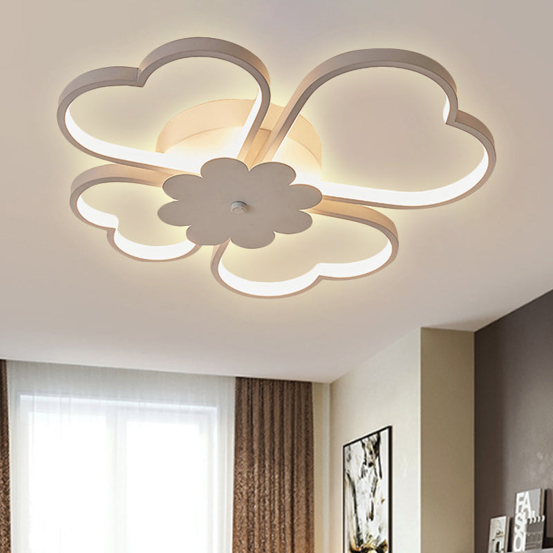 White/Brown Flower Ceiling Light Simplicity 19.5"/23.5" Wide LED Acrylic Flush Mount Lamp in Warm/White/Natural Light Clearhalo 'Ceiling Lights' 'Close To Ceiling Lights' 'Close to ceiling' 'Semi-flushmount' Lighting' 245038