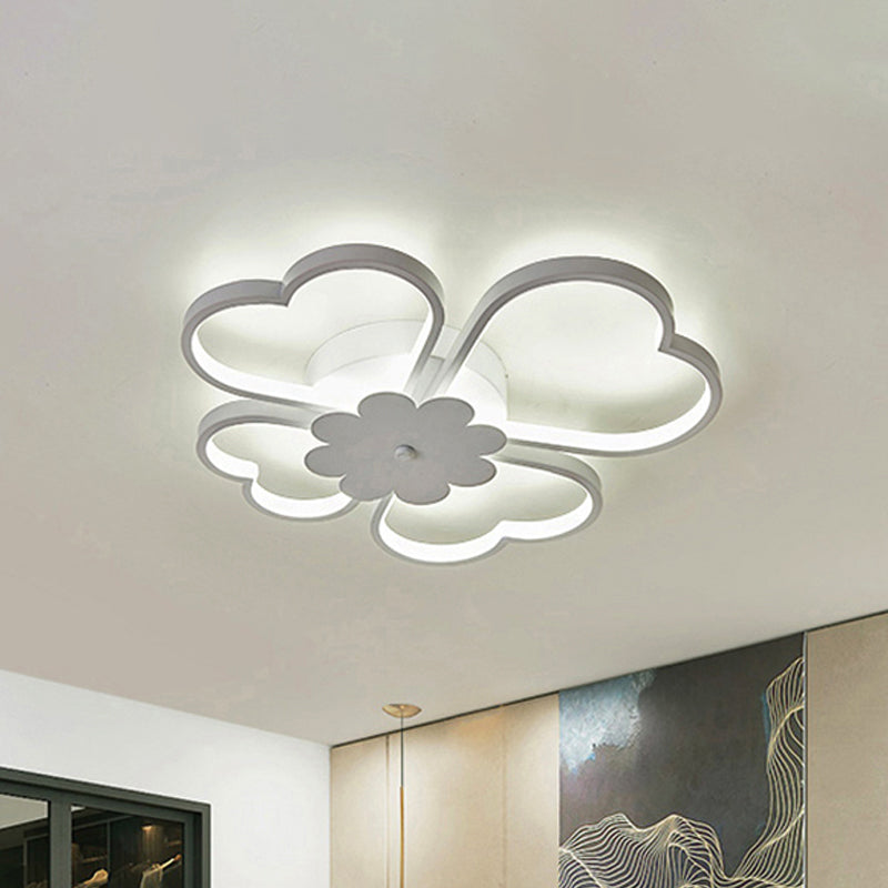 White/Brown Flower Ceiling Light Simplicity 19.5"/23.5" Wide LED Acrylic Flush Mount Lamp in Warm/White/Natural Light White Clearhalo 'Ceiling Lights' 'Close To Ceiling Lights' 'Close to ceiling' 'Semi-flushmount' Lighting' 245039