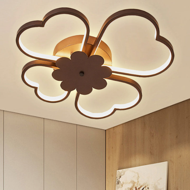 White/Brown Flower Ceiling Light Simplicity 19.5"/23.5" Wide LED Acrylic Flush Mount Lamp in Warm/White/Natural Light Brown Clearhalo 'Ceiling Lights' 'Close To Ceiling Lights' 'Close to ceiling' 'Semi-flushmount' Lighting' 245040