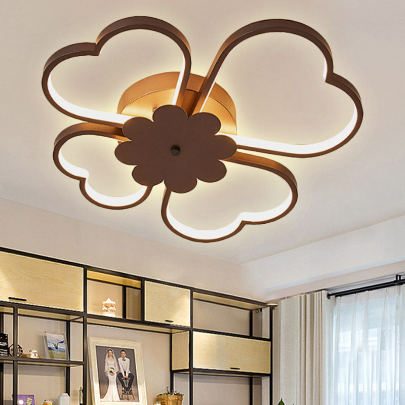 White/Brown Flower Ceiling Light Simplicity 19.5"/23.5" Wide LED Acrylic Flush Mount Lamp in Warm/White/Natural Light Clearhalo 'Ceiling Lights' 'Close To Ceiling Lights' 'Close to ceiling' 'Semi-flushmount' Lighting' 245041