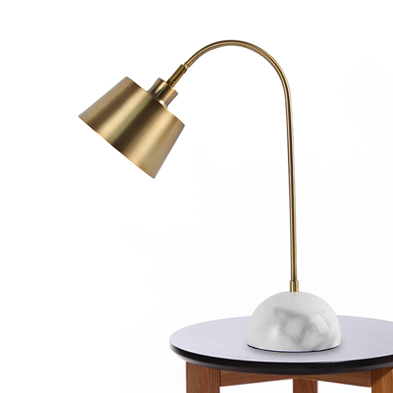 Gold Tapered Shade Table Lamp Modern Style 1-Head Metallic Standing Table Light with Marble Base Clearhalo 'Lamps' 'Table Lamps' Lighting' 245049