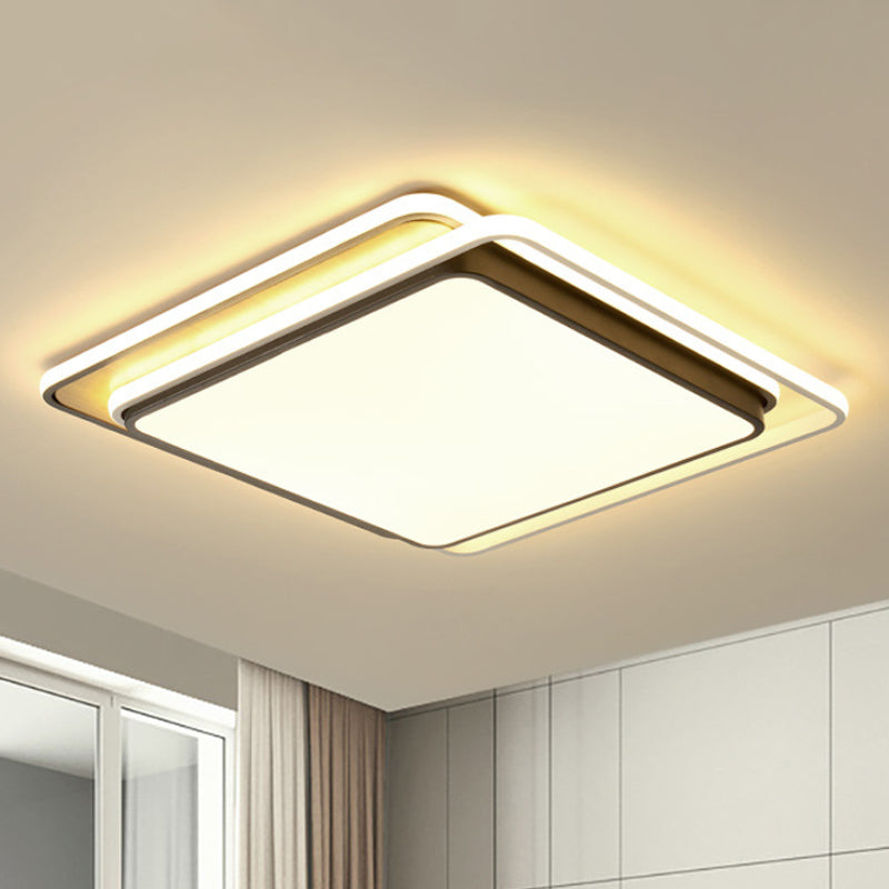 Overlapping Square Flush Ceiling Light Simplicity Metal LED Black Ceiling Mount Light in White/Warm Light, 19"/23" Wide Clearhalo 'Ceiling Lights' 'Close To Ceiling Lights' 'Close to ceiling' 'Flush mount' Lighting' 245067