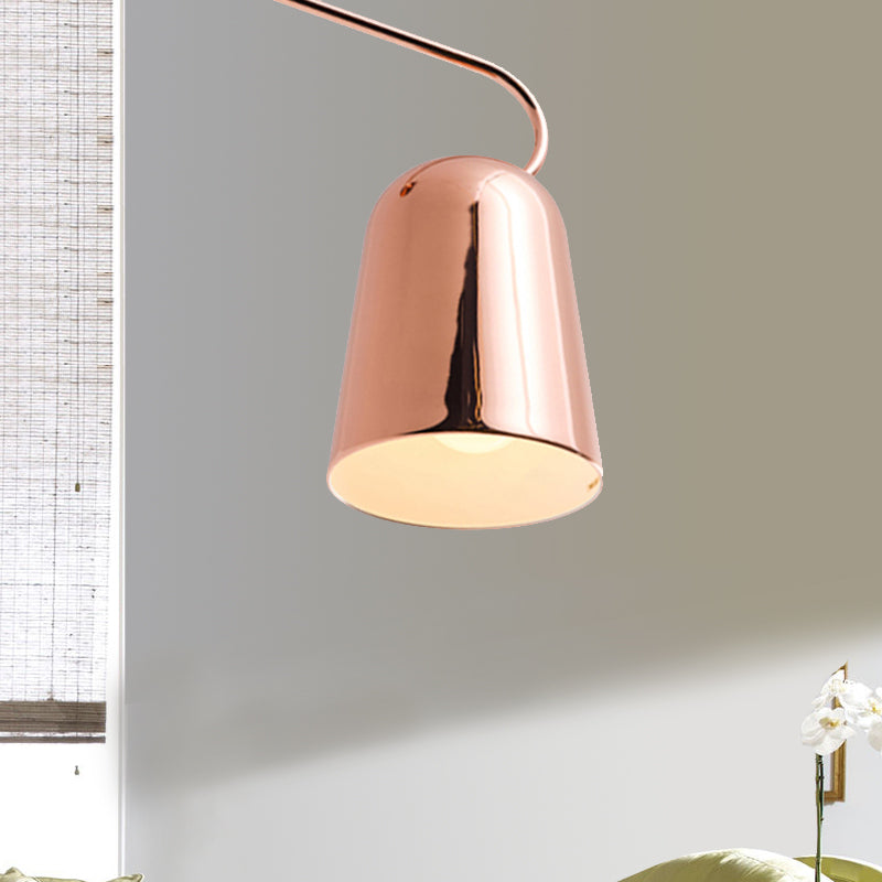 1 Light Dining Room Hanging Pendant Light with Bell Metal Shade Modern Style Black/White Suspension Lamp Copper Clearhalo 'Ceiling Lights' 'Modern Pendants' 'Modern' 'Pendant Lights' 'Pendants' Lighting' 245077