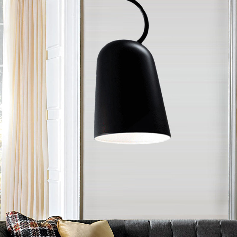 1 Light Dining Room Hanging Pendant Light with Bell Metal Shade Modern Style Black/White Suspension Lamp Clearhalo 'Ceiling Lights' 'Modern Pendants' 'Modern' 'Pendant Lights' 'Pendants' Lighting' 245082