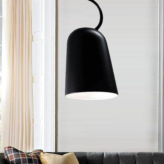 1 Light Dining Room Hanging Pendant Light with Bell Metal Shade Modern Style Black/White Suspension Lamp Clearhalo 'Ceiling Lights' 'Modern Pendants' 'Modern' 'Pendant Lights' 'Pendants' Lighting' 245082
